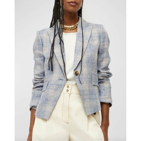 Veronica Beard Hosanna Linen Dickey Jacket Plaid - Picture 1 of 9